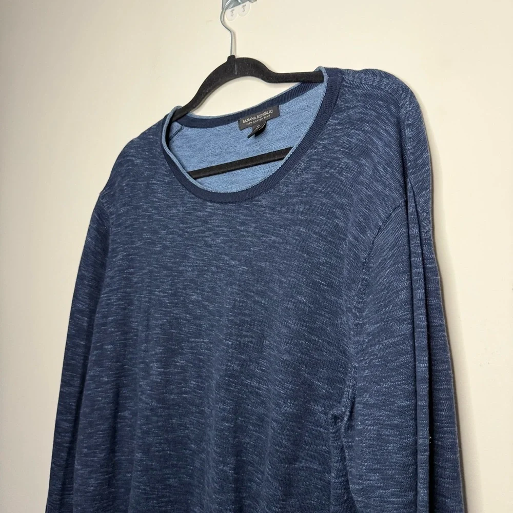 BANANA REPUBLIC Cotton Slub Tall Crewneck Casual Essential Longsleeve Sweater